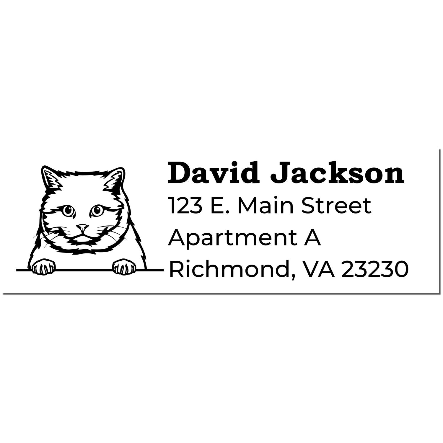 Wood Handle British Shorthair Cat Address Stamp featuring a cute cat illustration with customizable address text. Perfect for personalizing mail with a touch of feline charm.