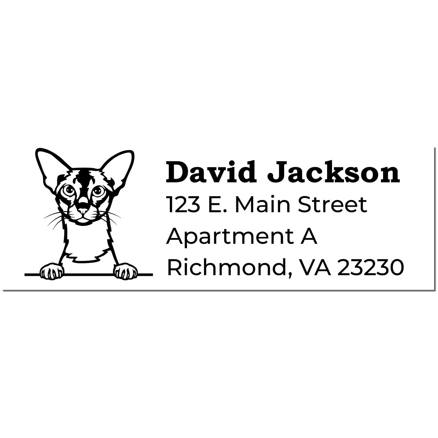 Wood Handle Colorpoint Shorthair Cat Address Stamp featuring a cat illustration and customizable address text. Perfect for personalizing mail with a touch of feline charm.