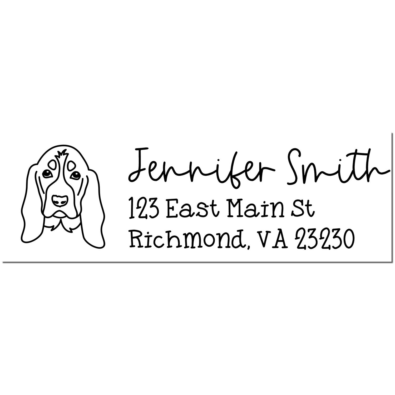 Slim Customized Address Stamp Basset Hound Dog Outline