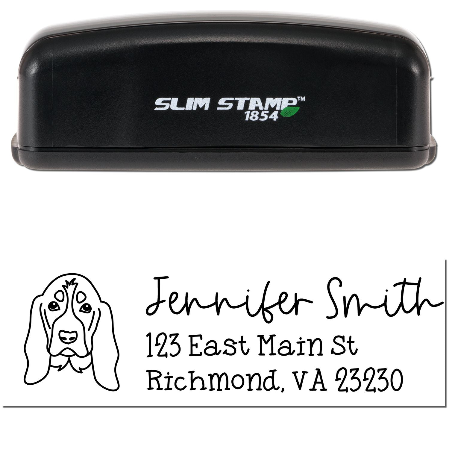 Slim Customized Address Stamp Basset Hound Dog Outline