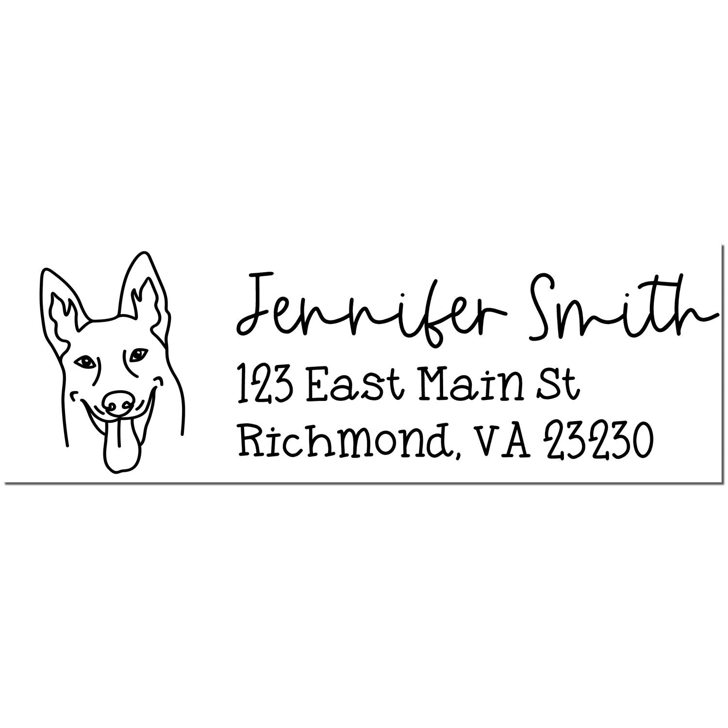 Self-Inking Belgian Malinois Dog Outline Return Address Stamp Personalized