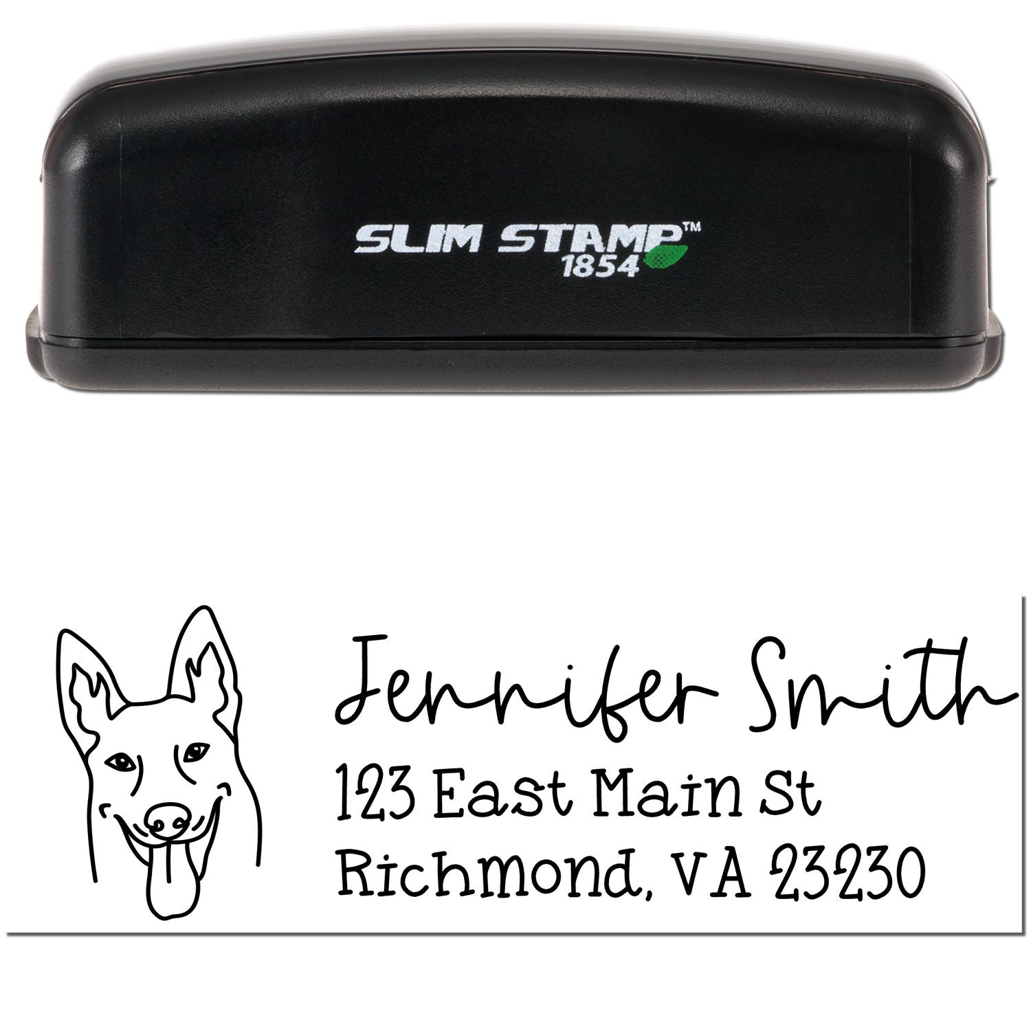 Slim Customized Address Stamp Belgian Malinois Dog Outline