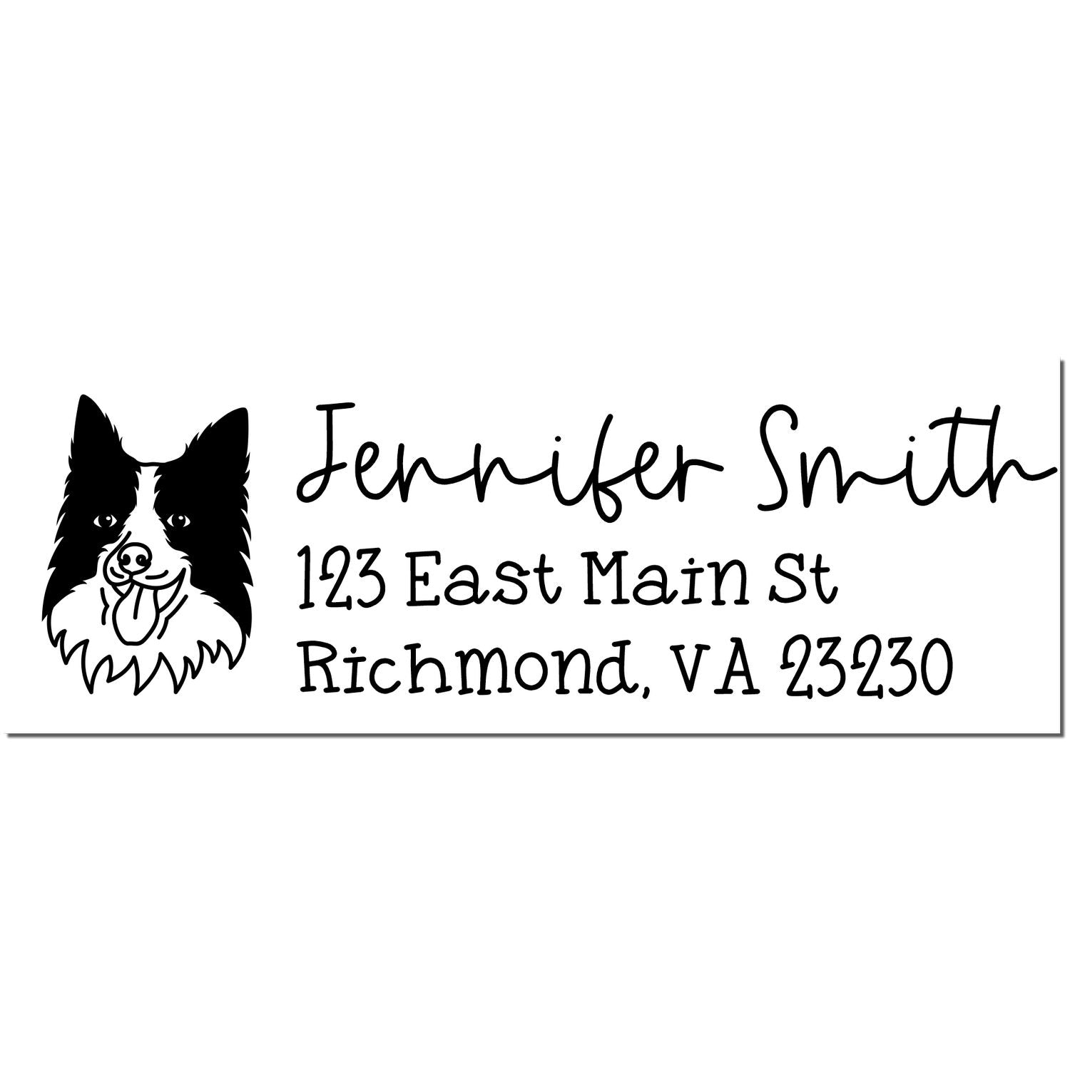 Wood Handle Border Collie Dog Address Stamp Custom