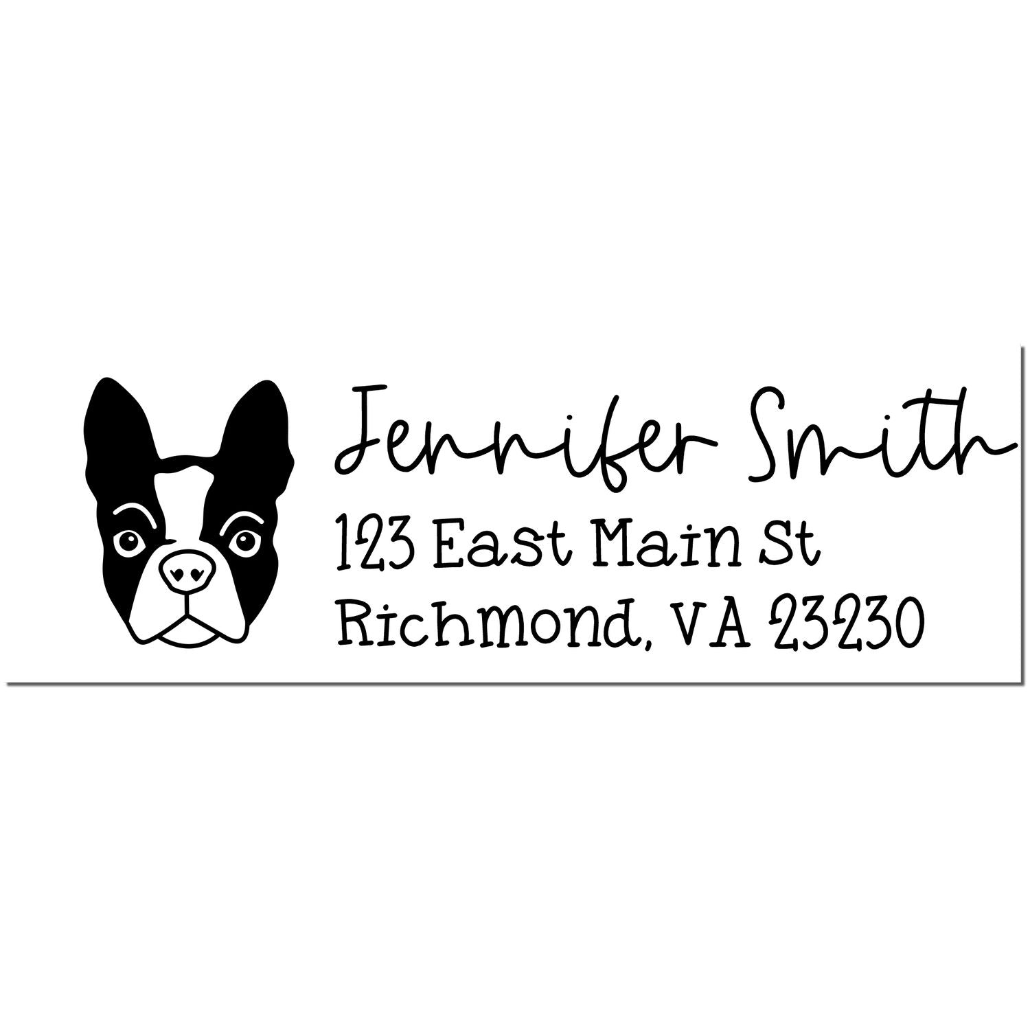 Wood Handle Boston Terrier Dog Address Stamp Custom