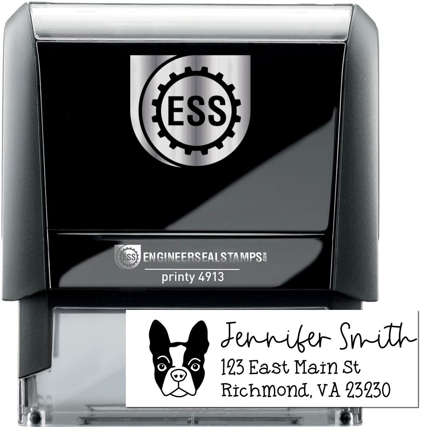 Self-Inking Boston Terrier Dog Outline Return Address Stamp Personalized