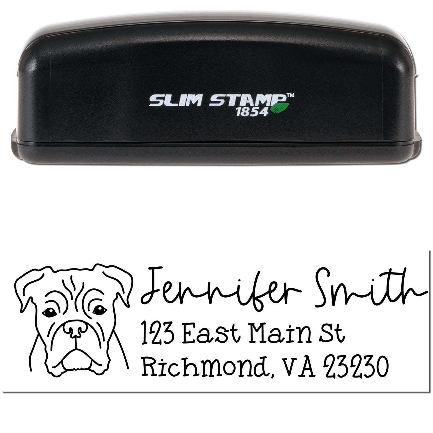 Slim Customized Address Stamp Boxer Dog Outline