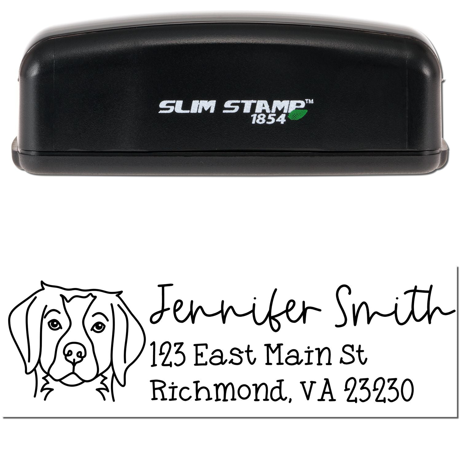 Slim Customized Address Stamp Brittany Spaniel Dog Outline