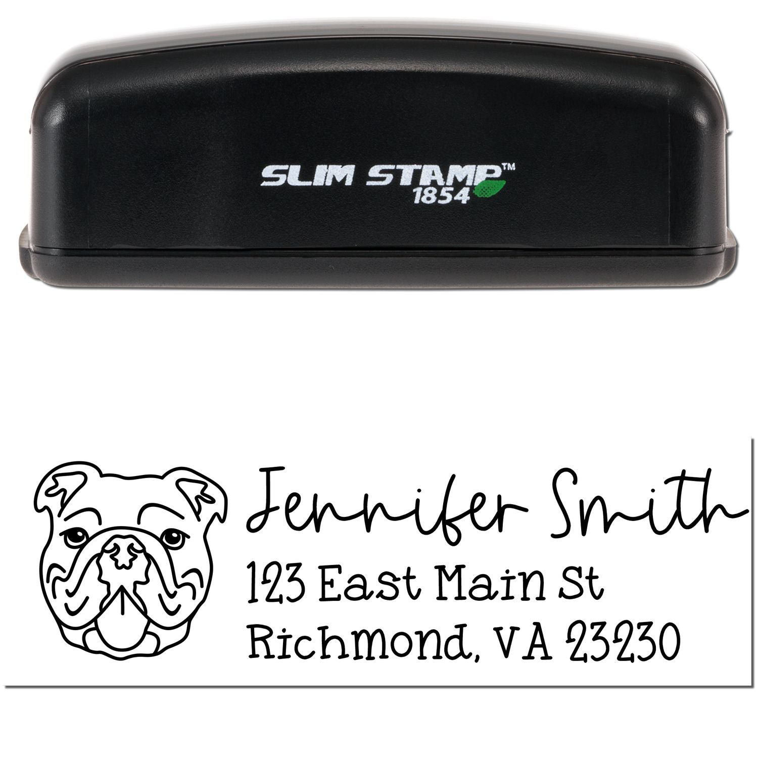 Slim Customized Address Stamp Bulldog Dog Outline