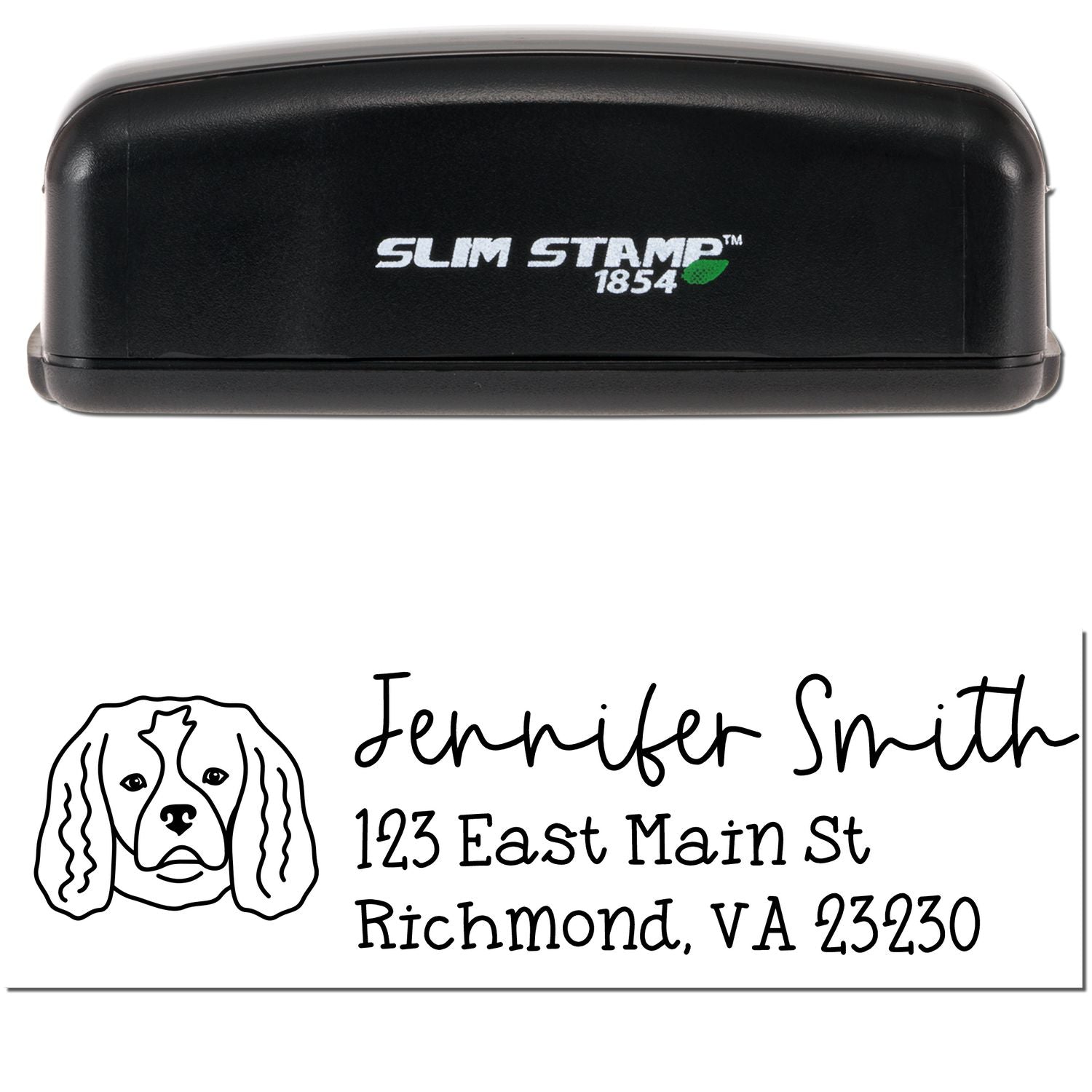 Slim Customized Address Stamp Cavalier King Charles Dog Outline