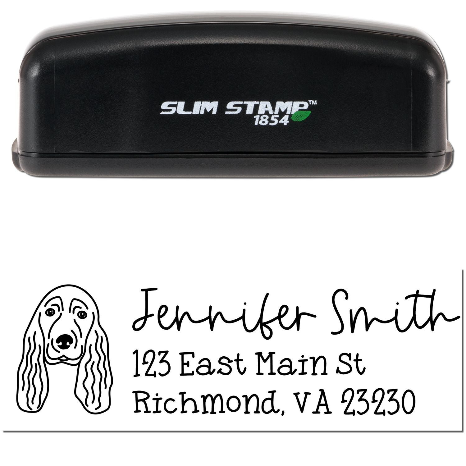 Slim Customized Address Stamp Cocker Spaniel Dog Outline