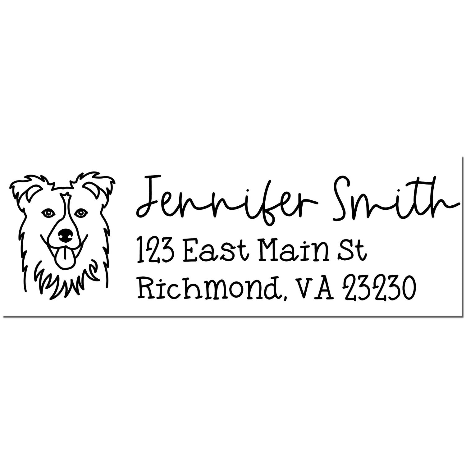 Wood Handle Collie Dog Address Stamp Custom