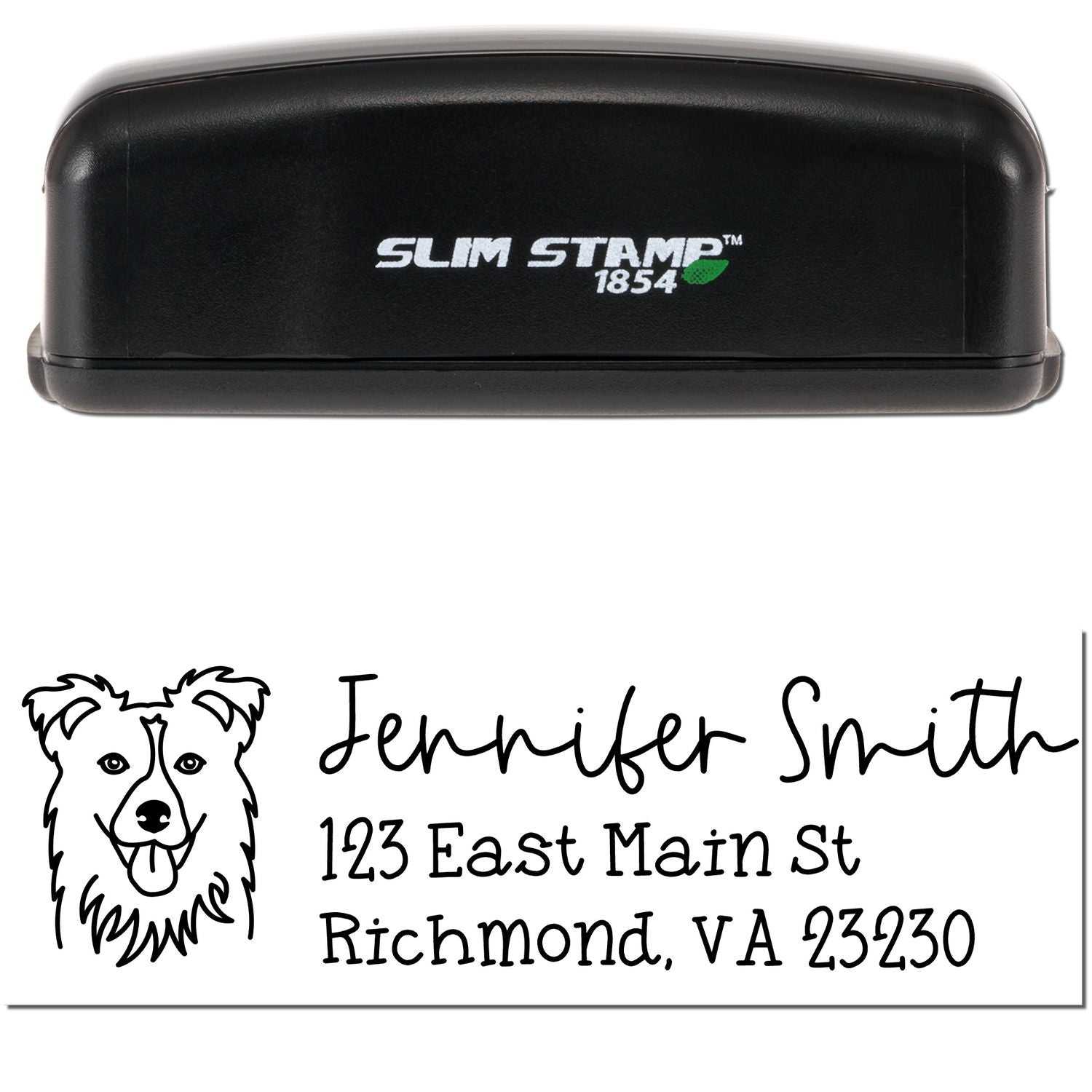 Slim Customized Address Stamp Collie Dog Outline