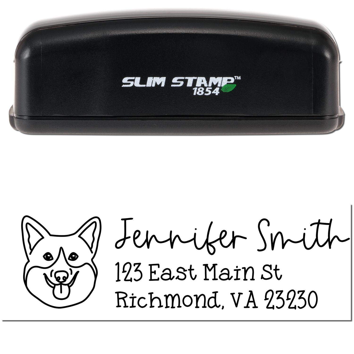 Slim Customized Address Stamp Corgi Dog Outline