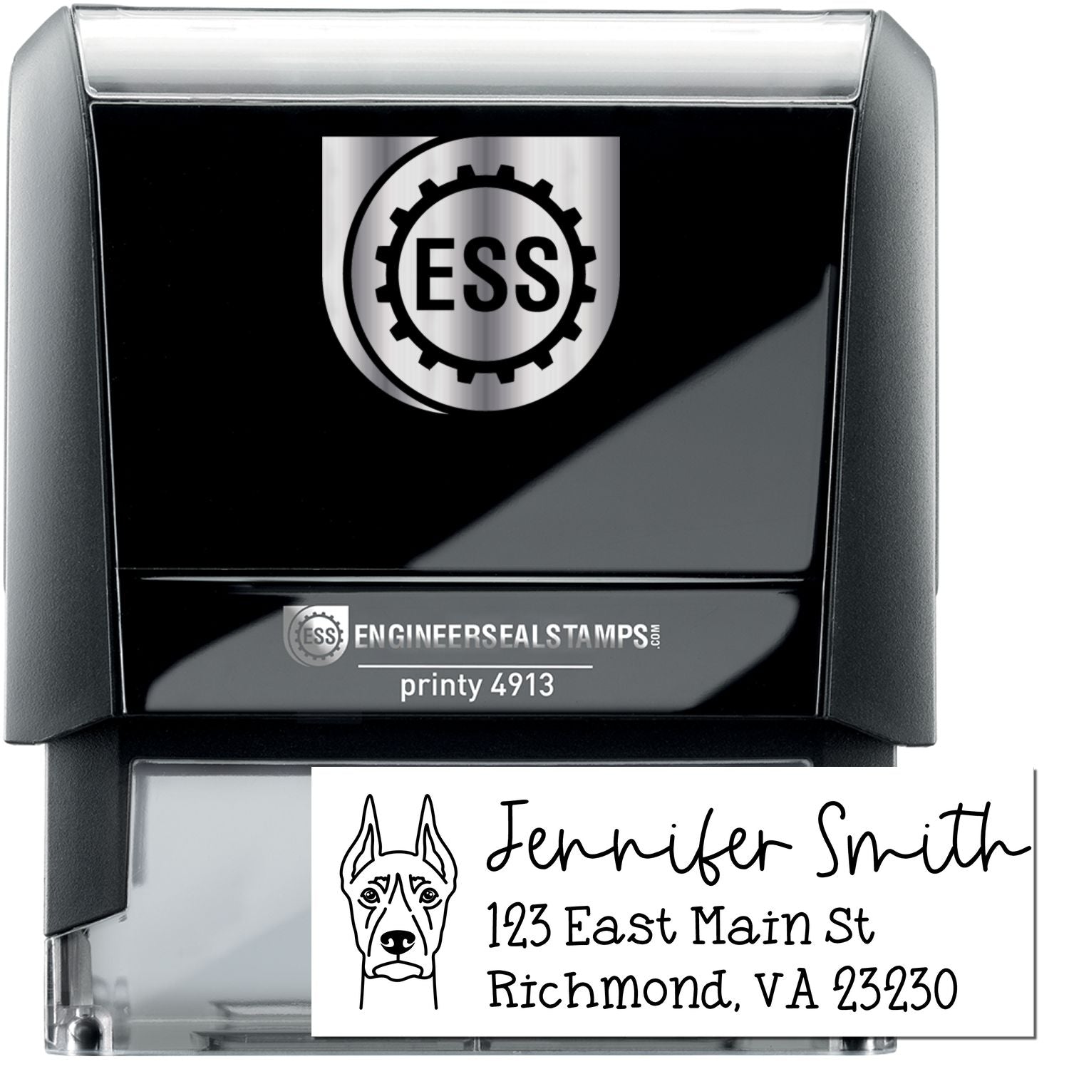 Self-Inking Doberman Dog Outline Return Address Stamp Personalized