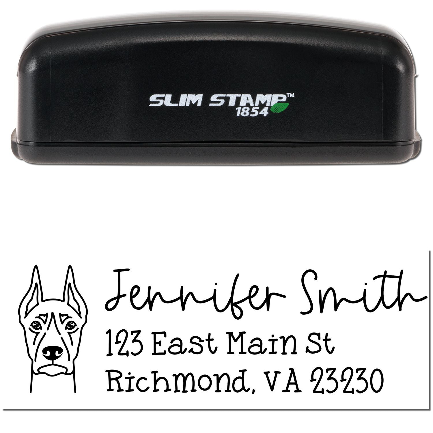 Slim Customized Address Stamp Doberman Dog Outline