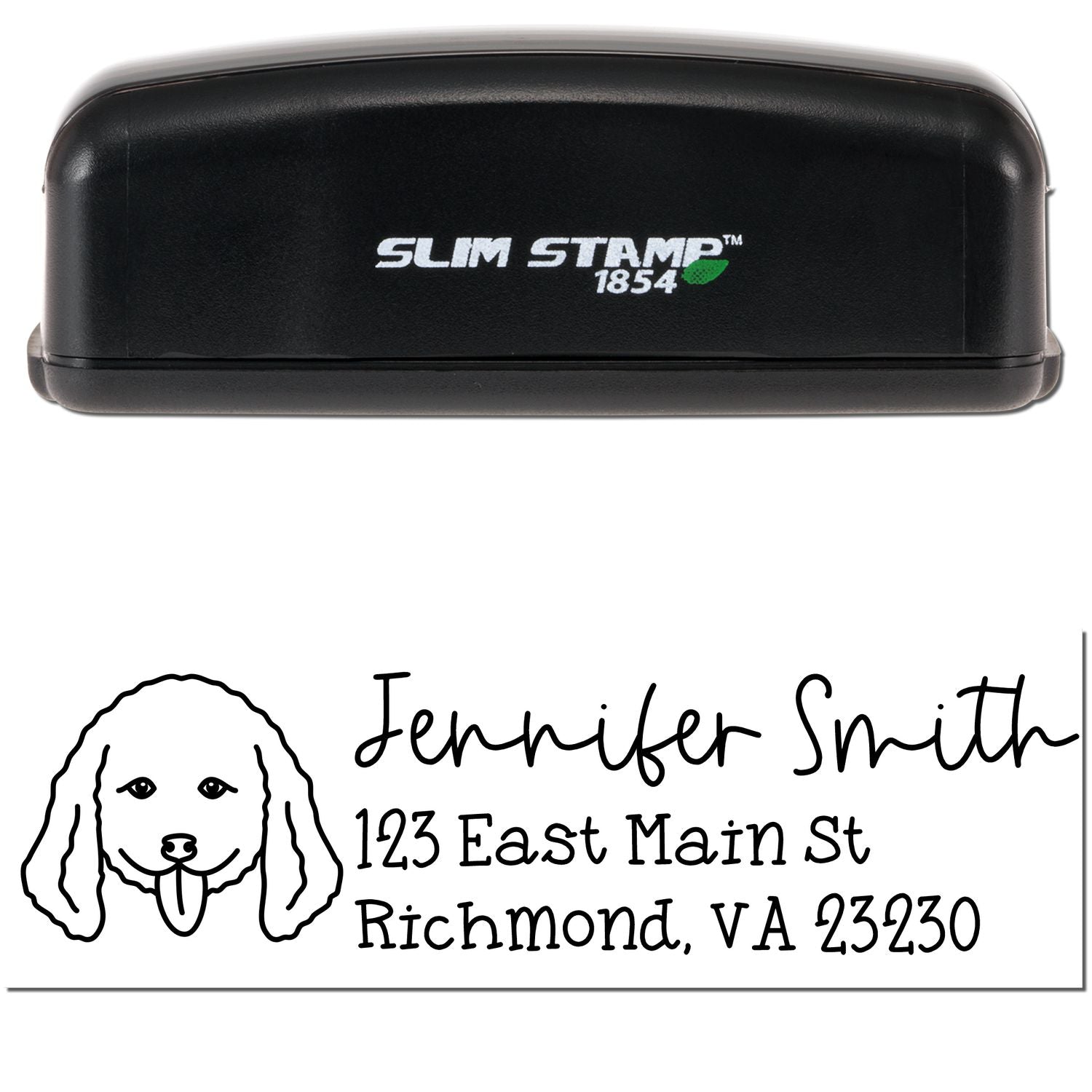 Slim Customized Address Stamp Doodle Dog Outline