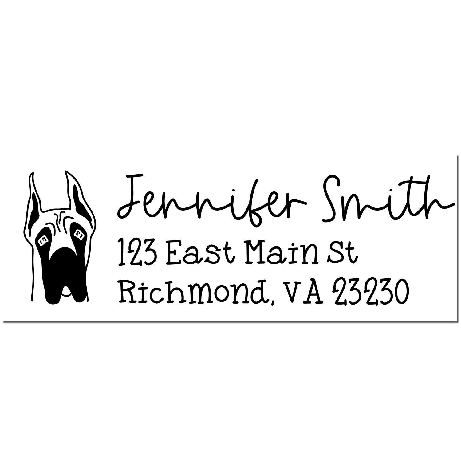 Great Dane Ears Up Dog Address Stamp Pre-Inked