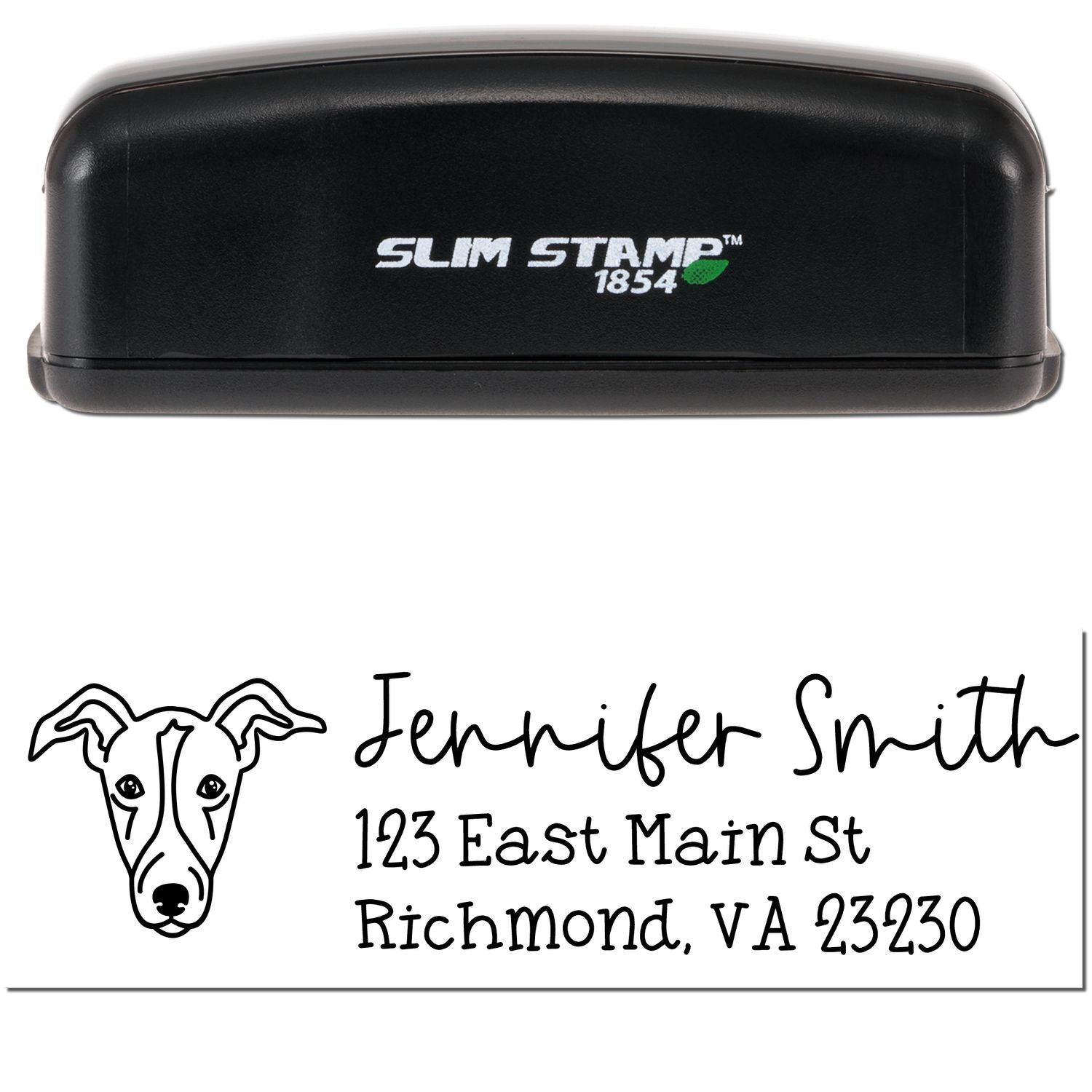 Slim Customized Address Stamp Greyhound Dog Outline