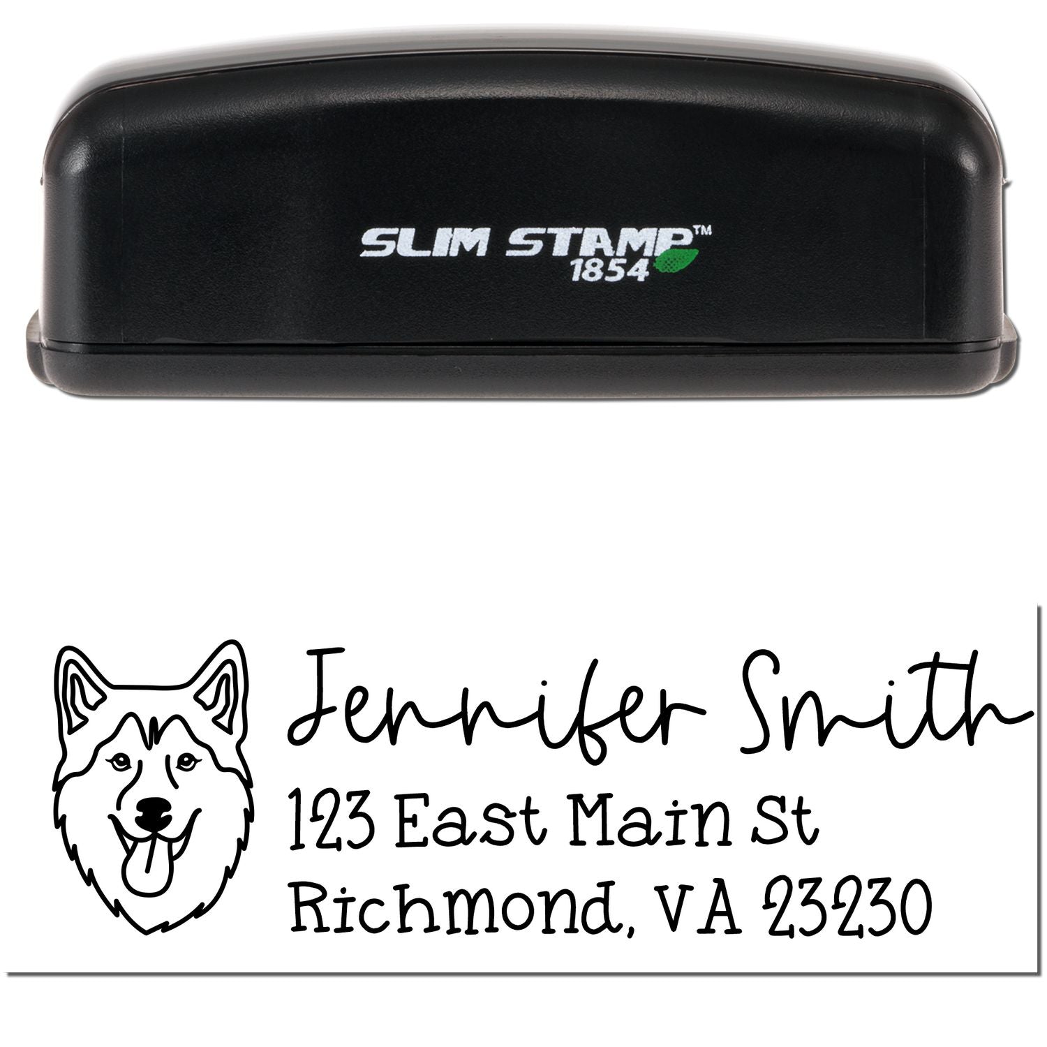 Slim Customized Address Stamp Husky Dog Outline