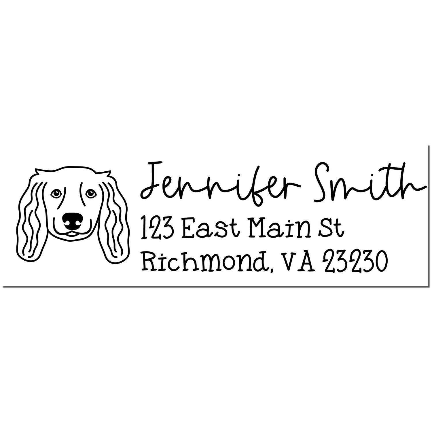 Self-Inking Long Haired Dachshund Dog Outline Return Address Stamp Personalized