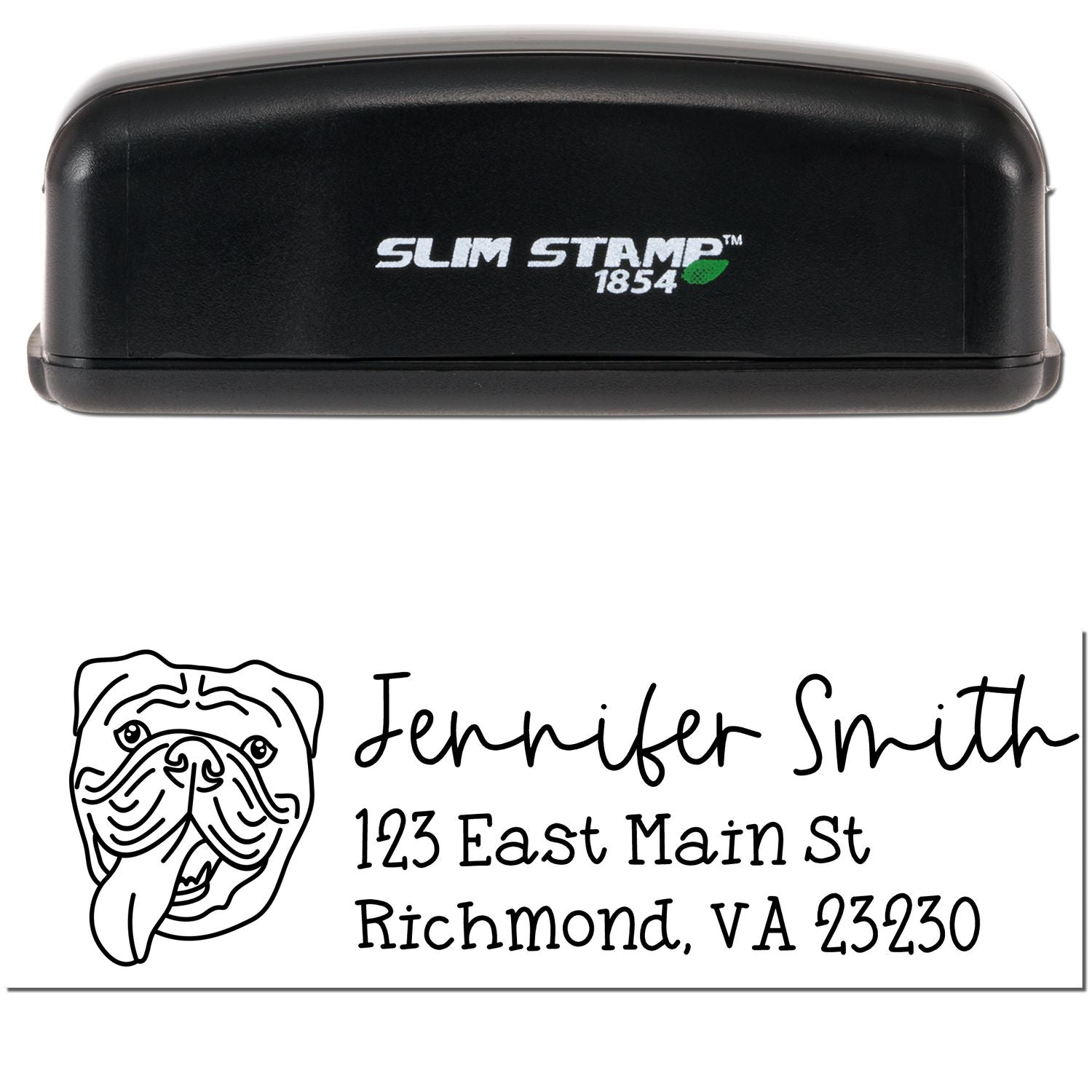 Slim Customized Address Stamp Old English Bulldog Dog Outline