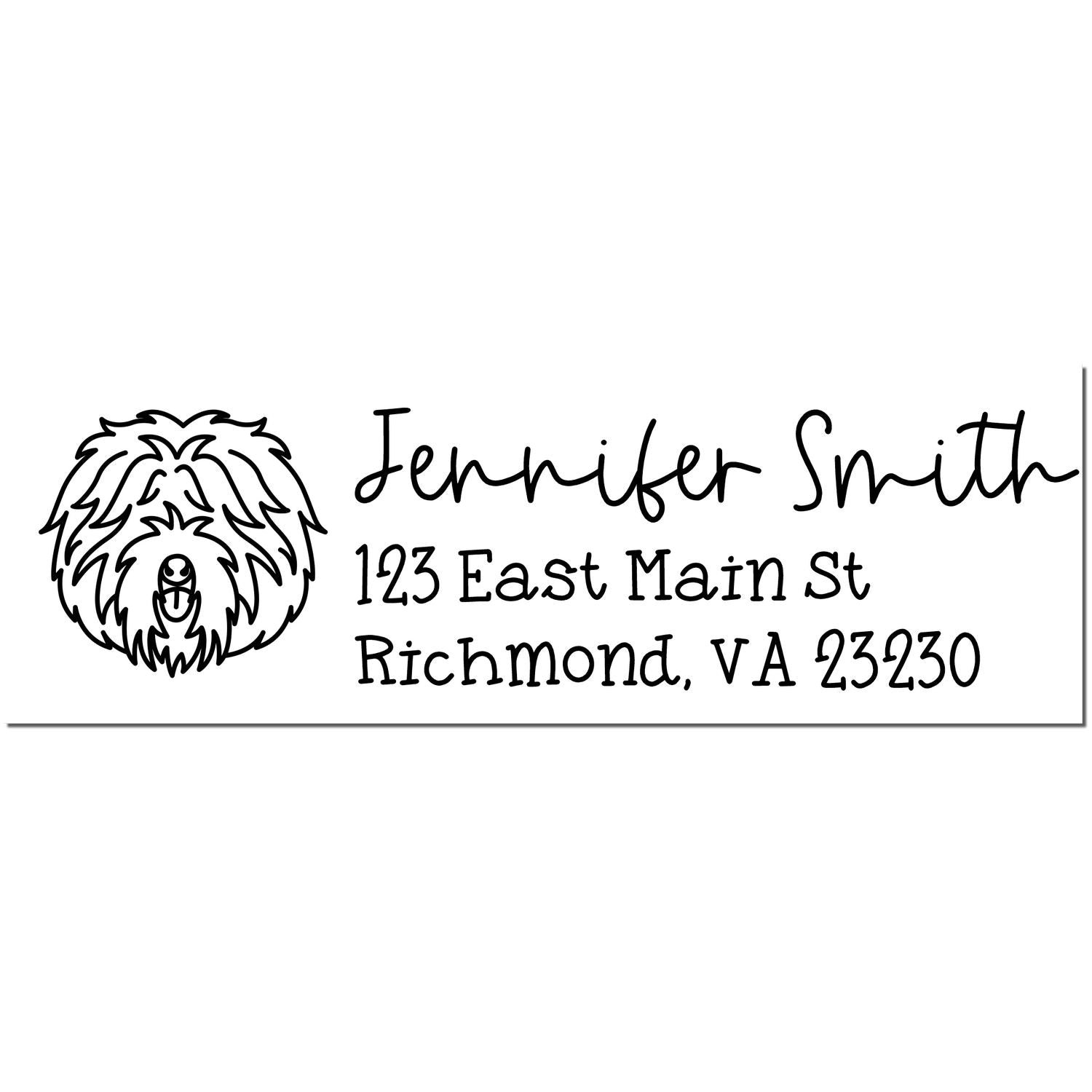 Wood Handle Old English Sheepdog Dog Address Stamp Custom