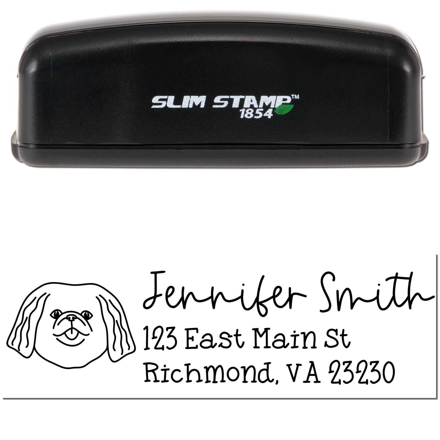 Slim Customized Address Stamp Pekingese Dog Outline