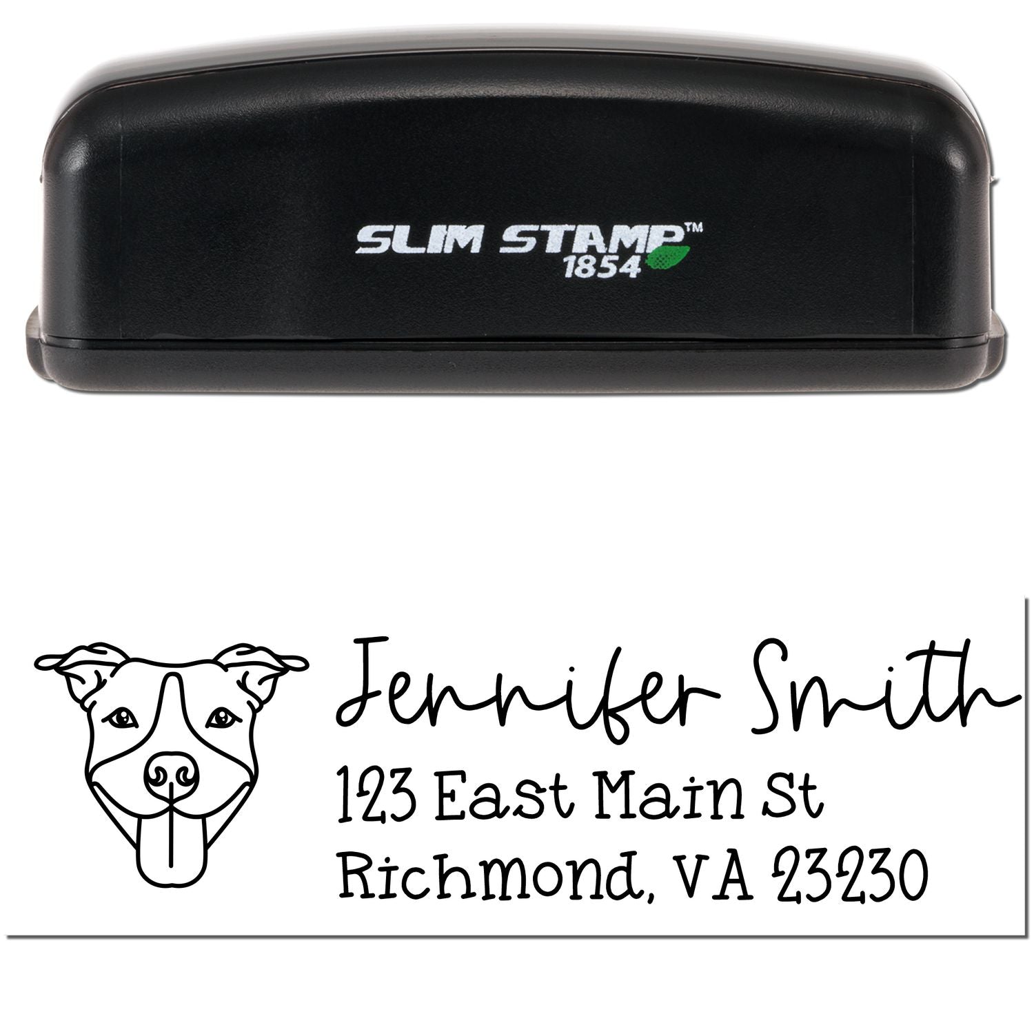 Slim Customized Address Stamp Pitbull Dog Outline