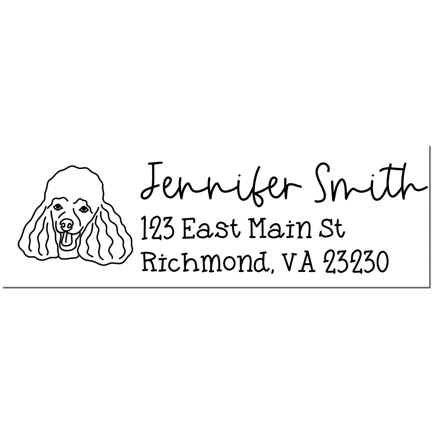 Wood Handle Poodle Dog Address Stamp Custom