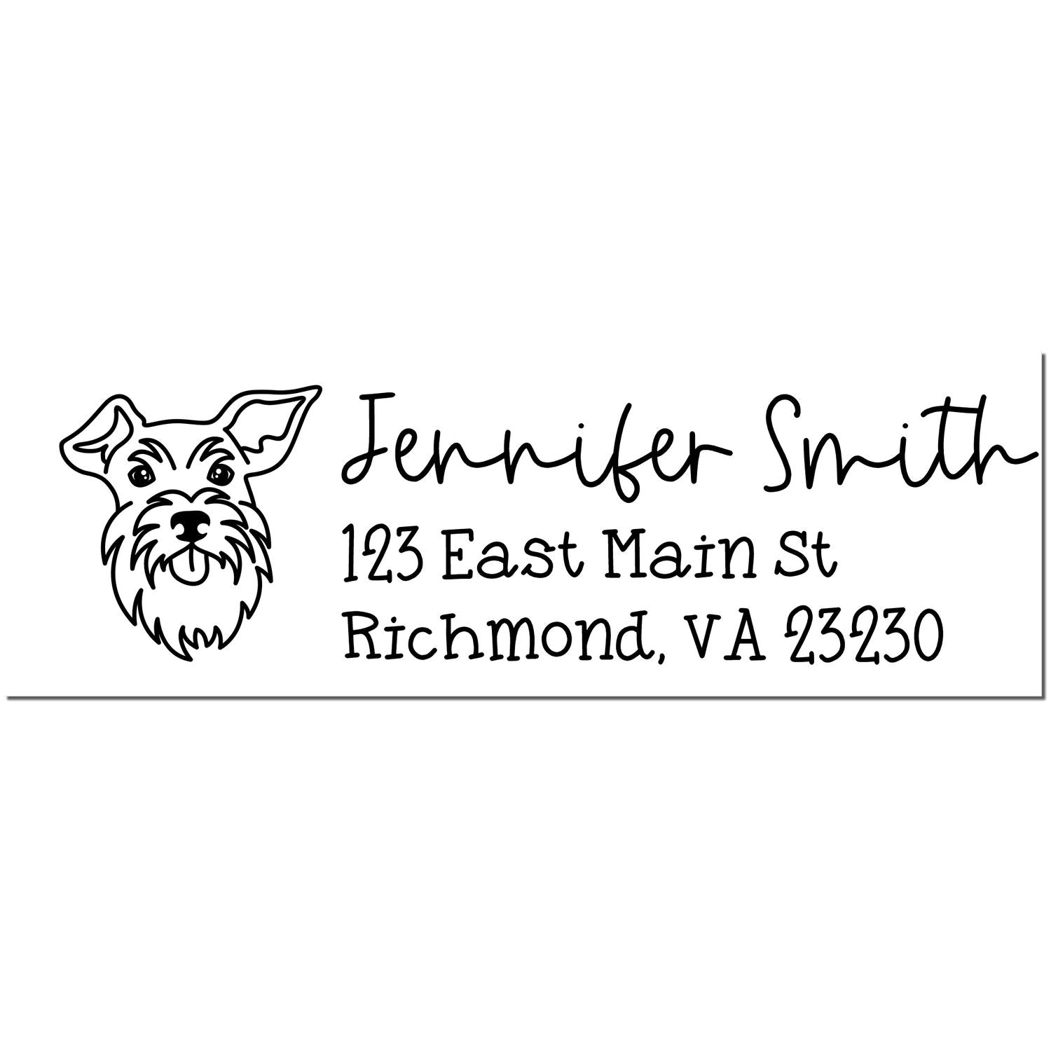 Slim Customized Address Stamp Schnauzer Dog Outline