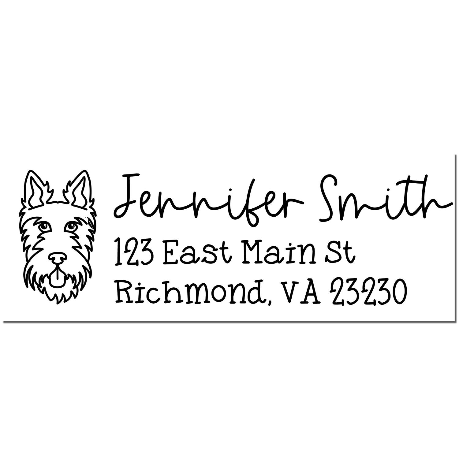 Slim Customized Address Stamp Scottie Dog Outline