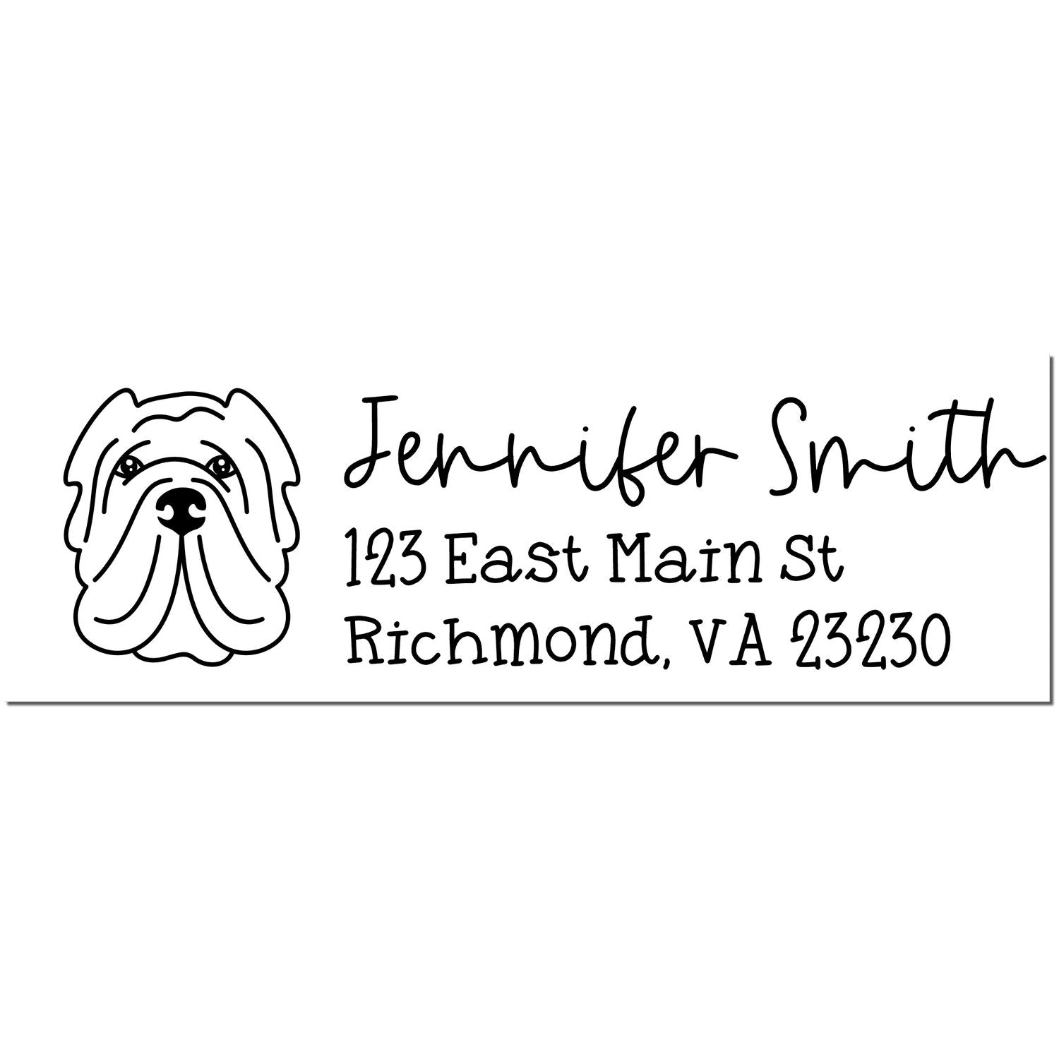 Wood Handle Sharpei Dog Address Stamp Custom