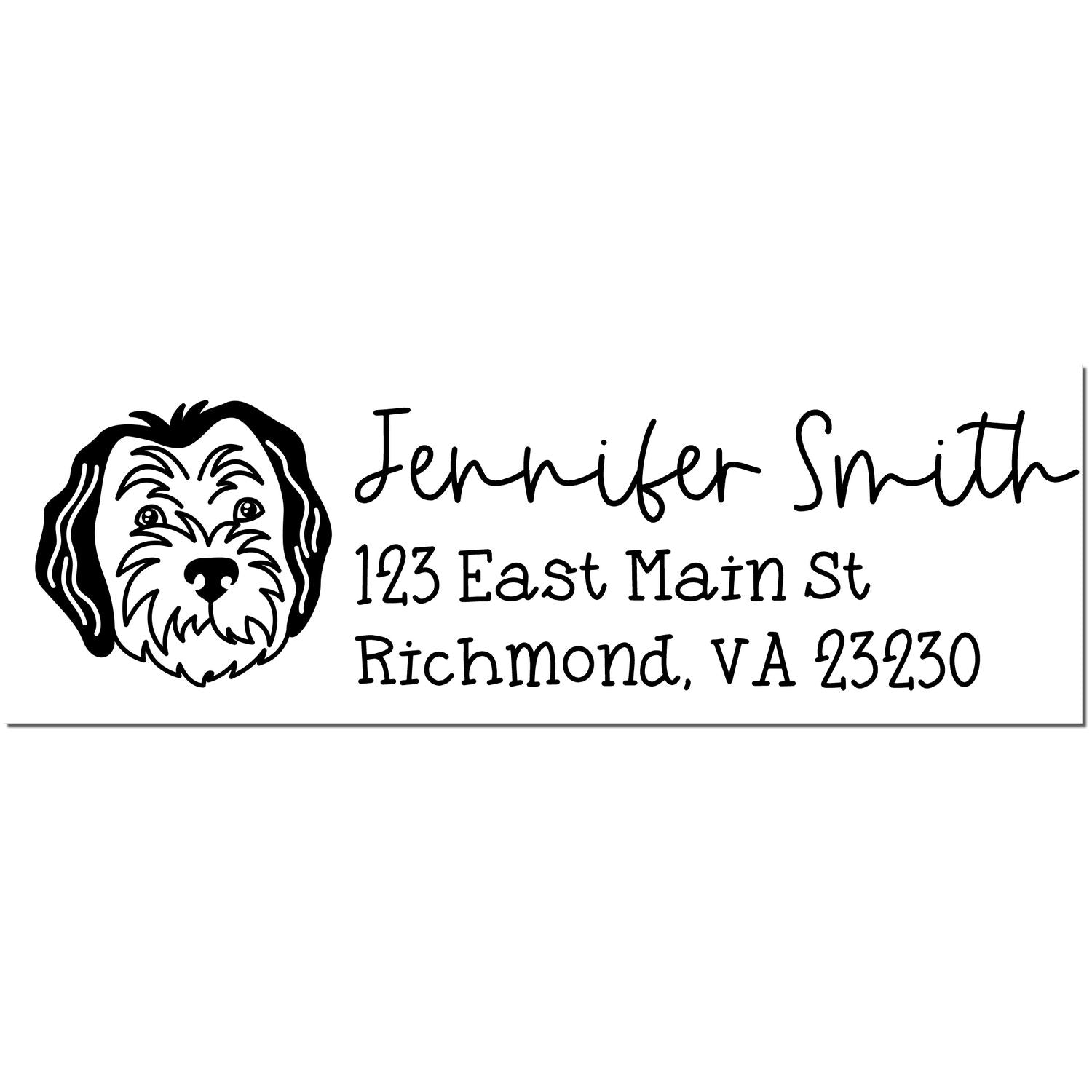 Wood Handle Sheepadoodle Dog Address Stamp Custom