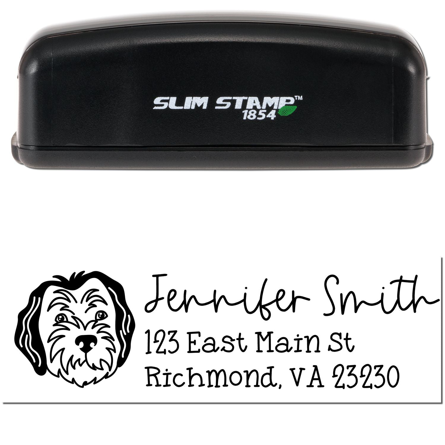 Slim Customized Address Stamp Sheepadoodle Dog Outline