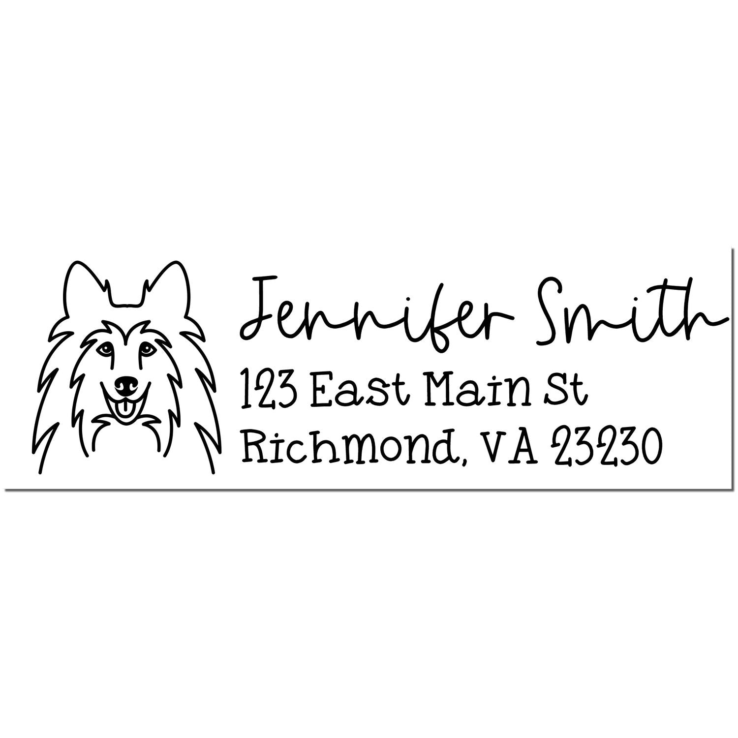 Wood Handle Shetland Sheepdog Dog Address Stamp Custom