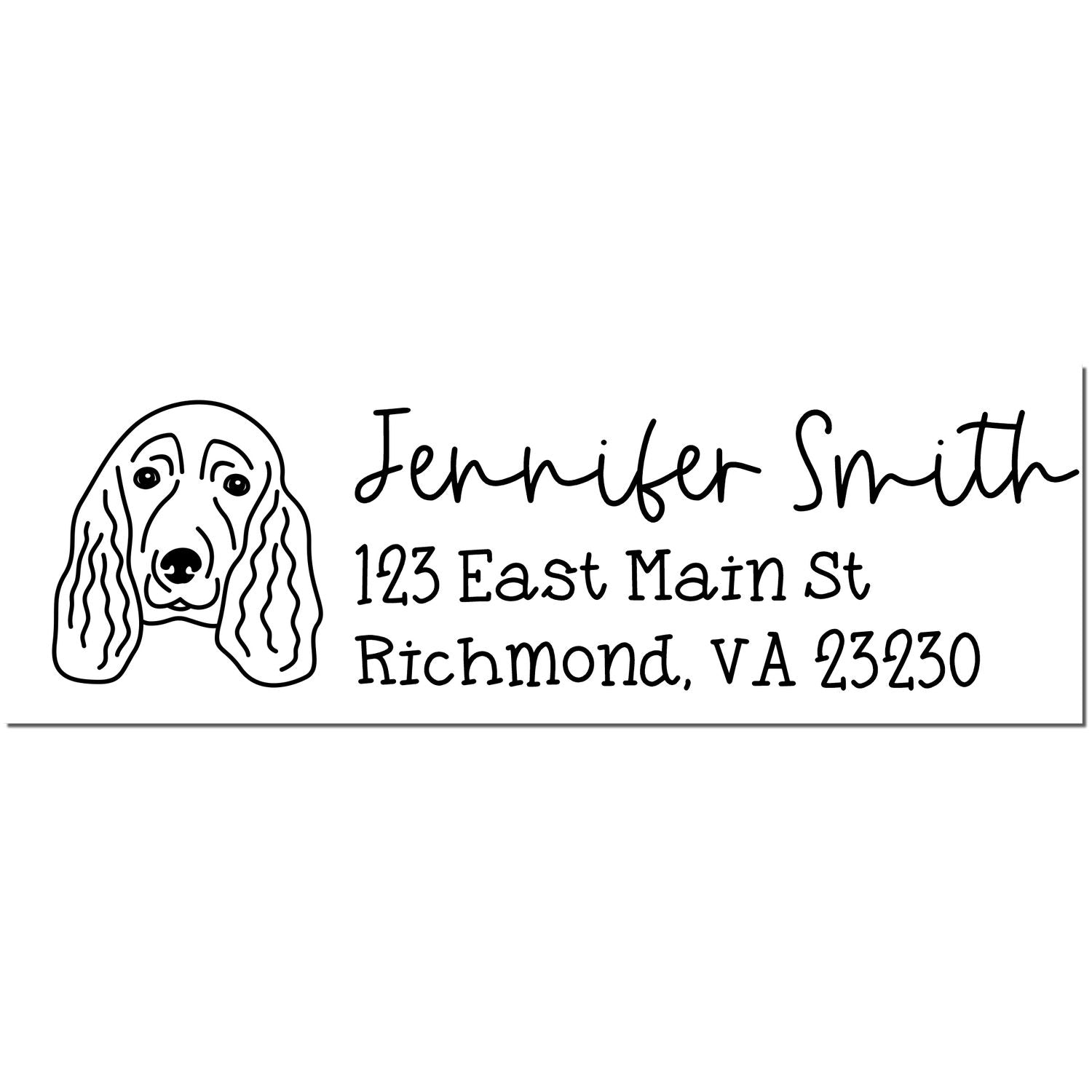 Wood Handle Spaniel Dog Address Stamp Custom