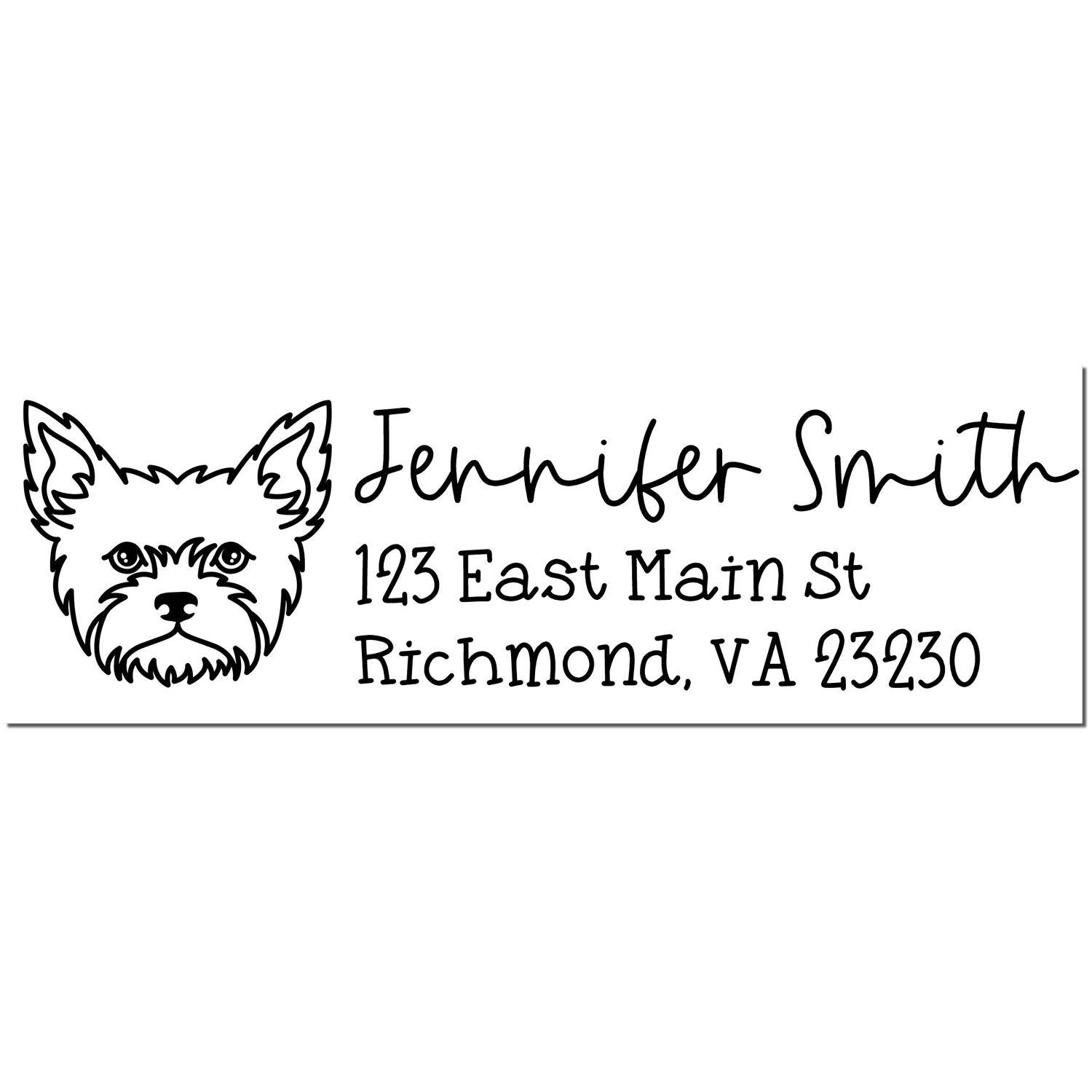 Self-Inking Yorkie Dog Outline Return Address Stamp Personalized