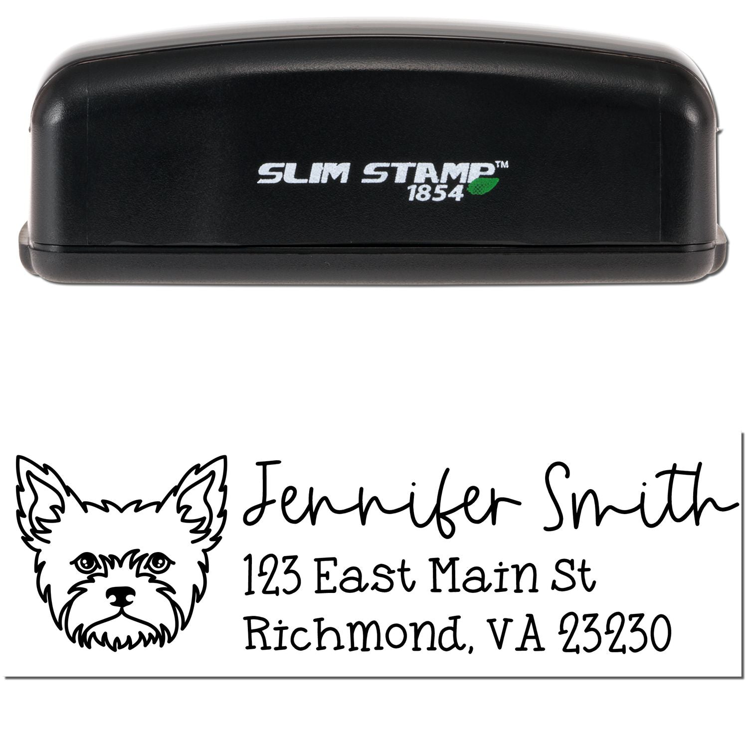 Slim Customized Address Stamp Yorkie Dog Outline