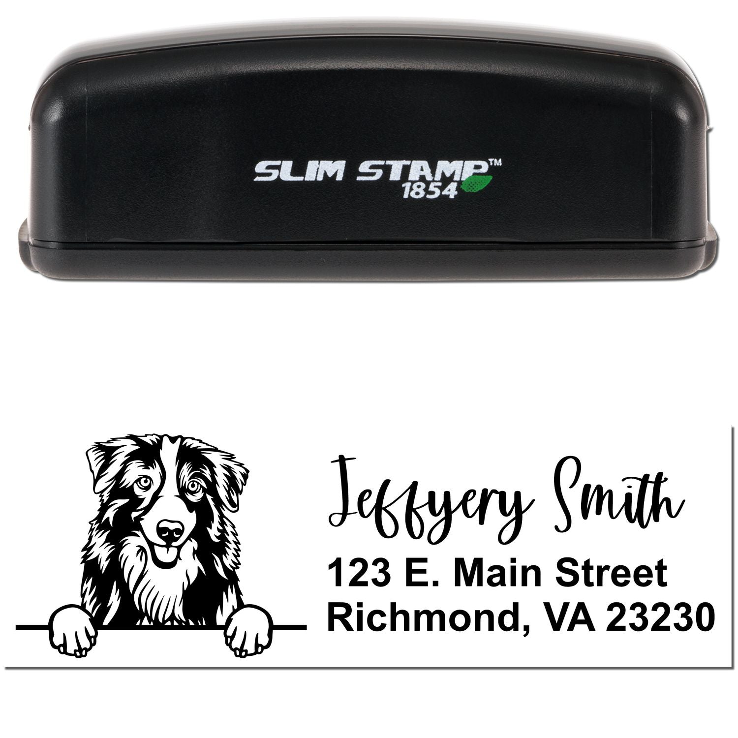 Slim Australian Shepherd Pre-Inked Customized Stamp