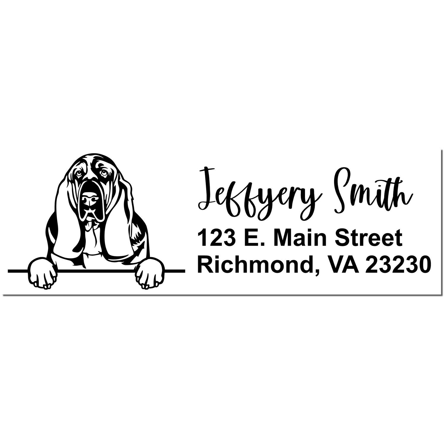 Peeking Basset Hound Name and Address Rubber Stamp