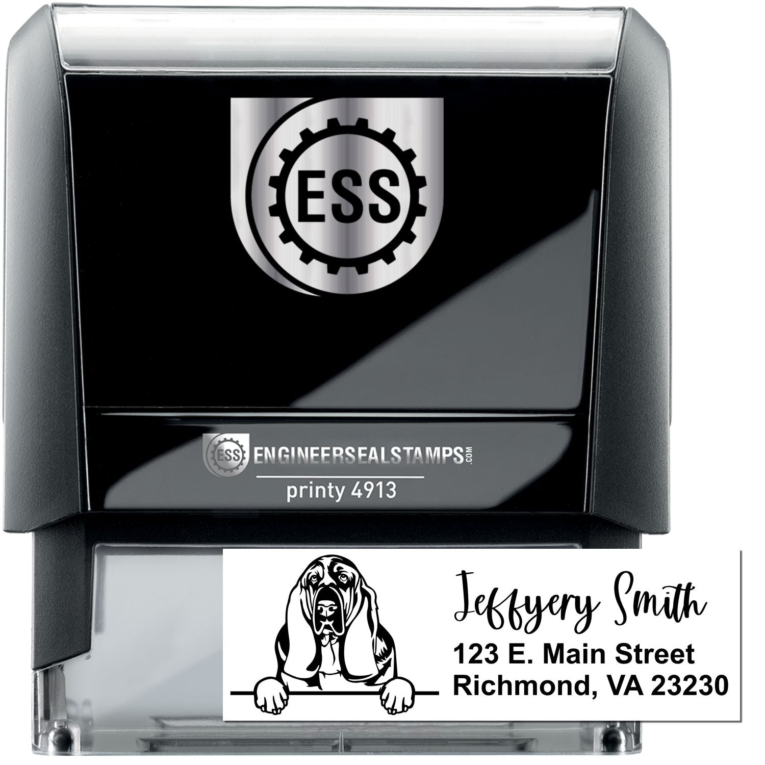 Basset Hound Name and Address Stamp Self-Inking