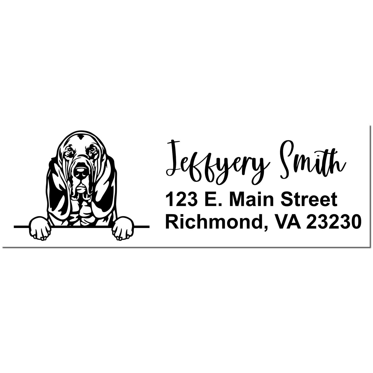 Peeking Bloodhounds Name and Address Rubber Stamp