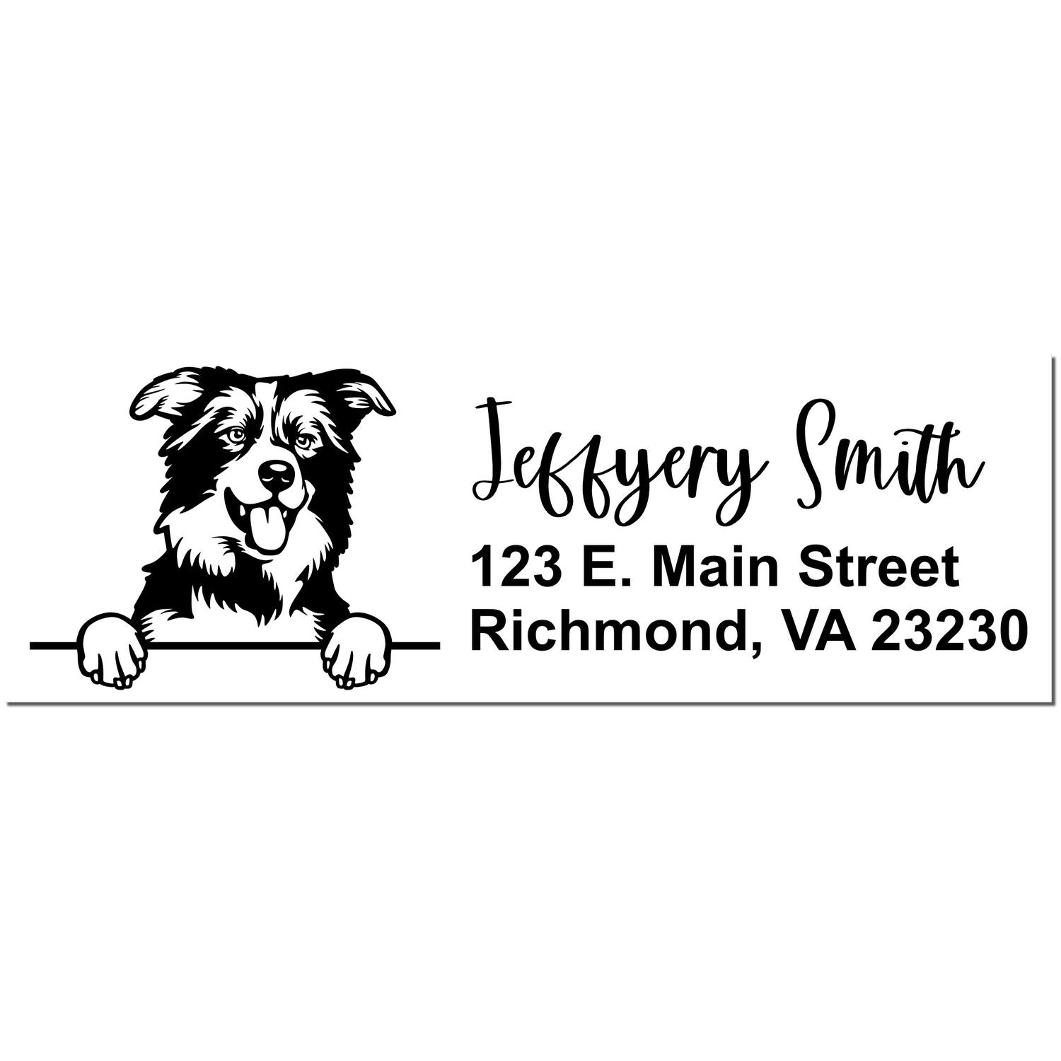 Peeking Border Collies Name and Address Rubber Stamp