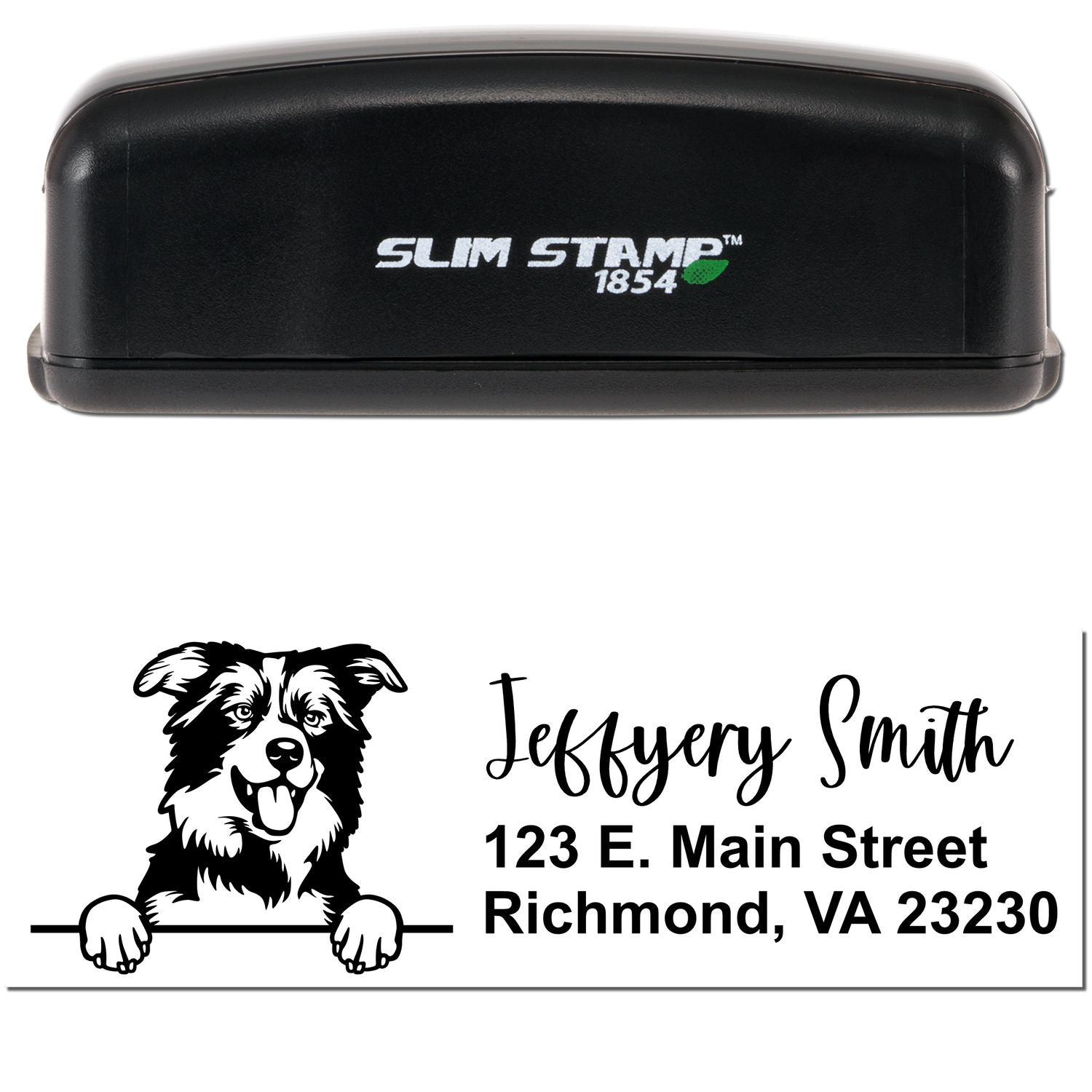 Slim Border Collies Pre-Inked Customized Stamp