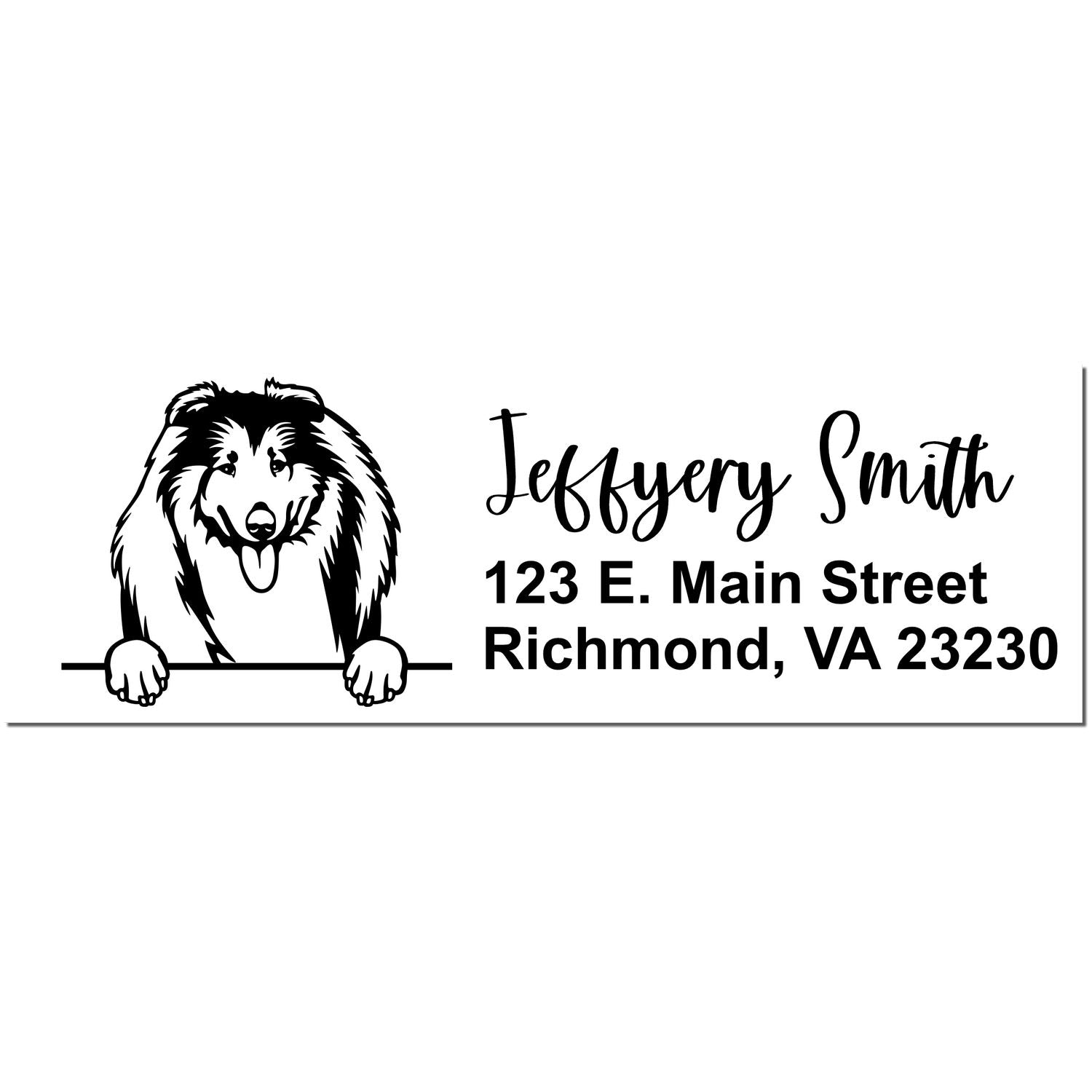 Peeking Collies Name and Address Rubber Stamp