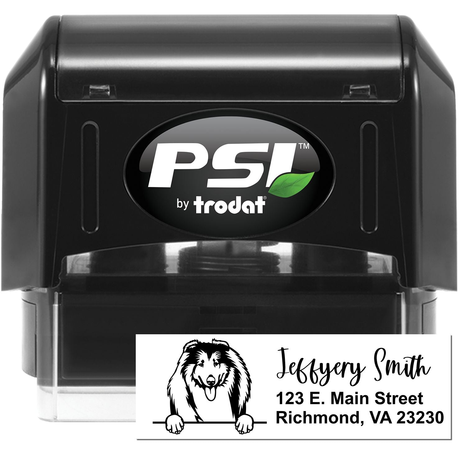 Pre-Inked Collies Dog Personalized Address Stamp