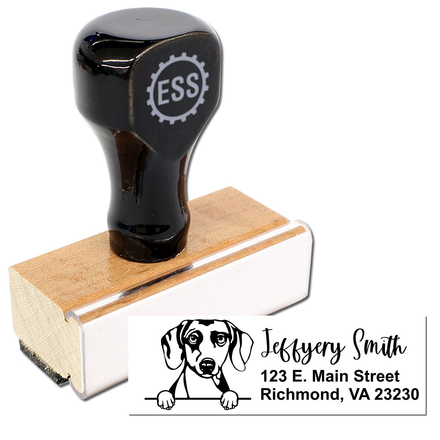 Peeking Daschound Name and Address Rubber Stamp