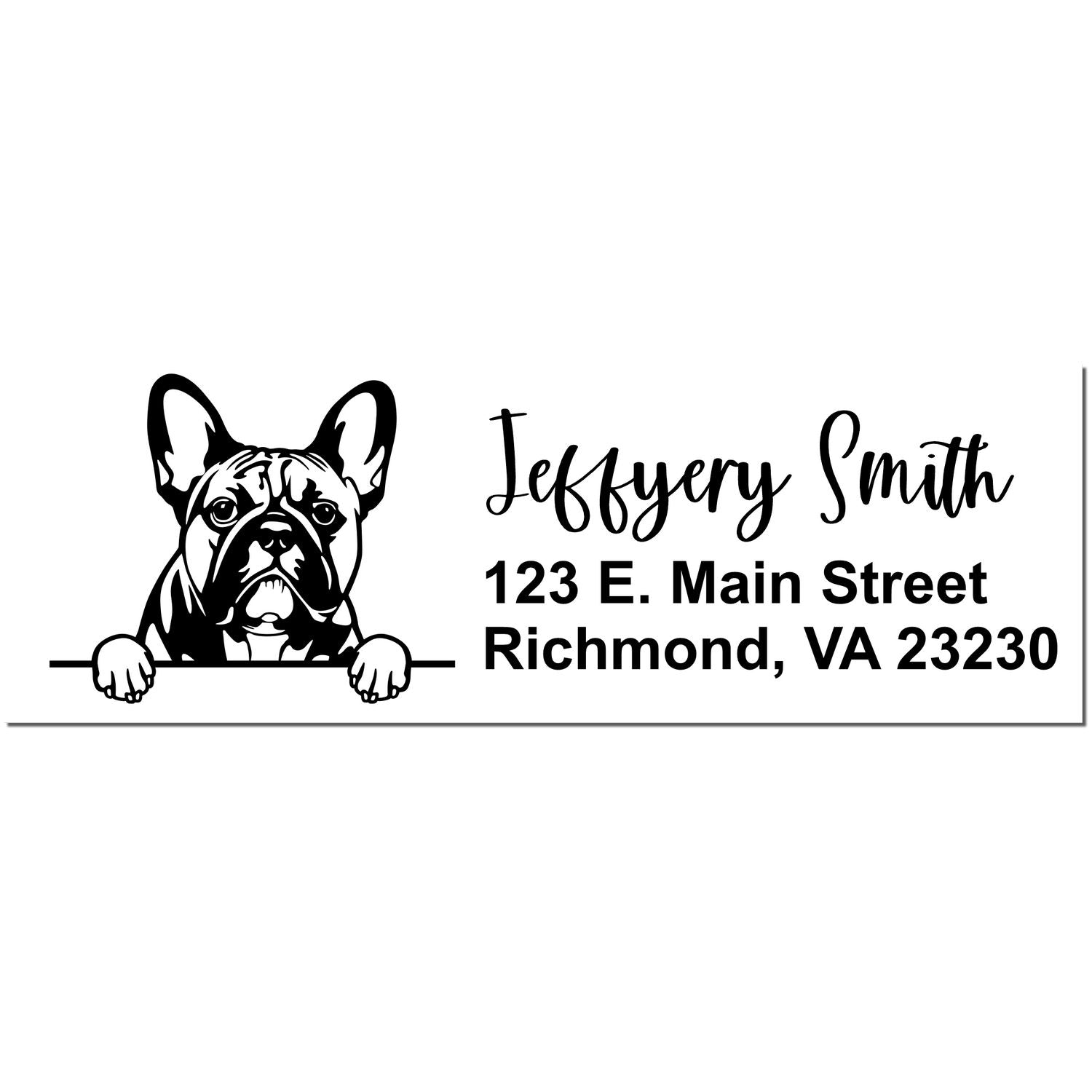 Peeking French Bulldog Name and Address Rubber Stamp