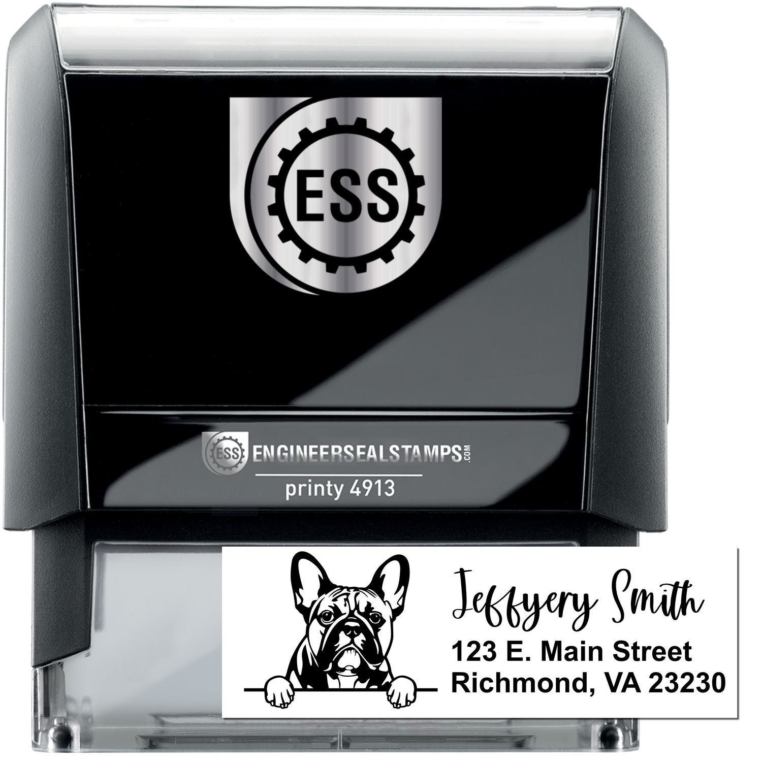 French Bulldog Name and Address Stamp Self-Inking