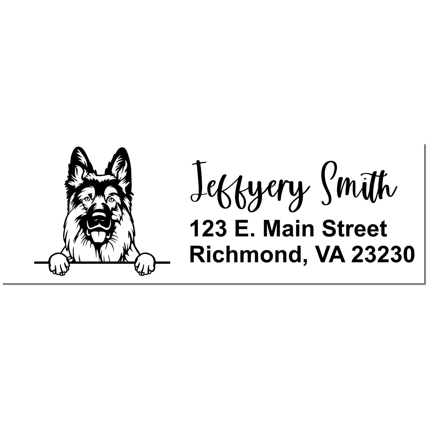 Peeking German Shepherd Name and Address Rubber Stamp